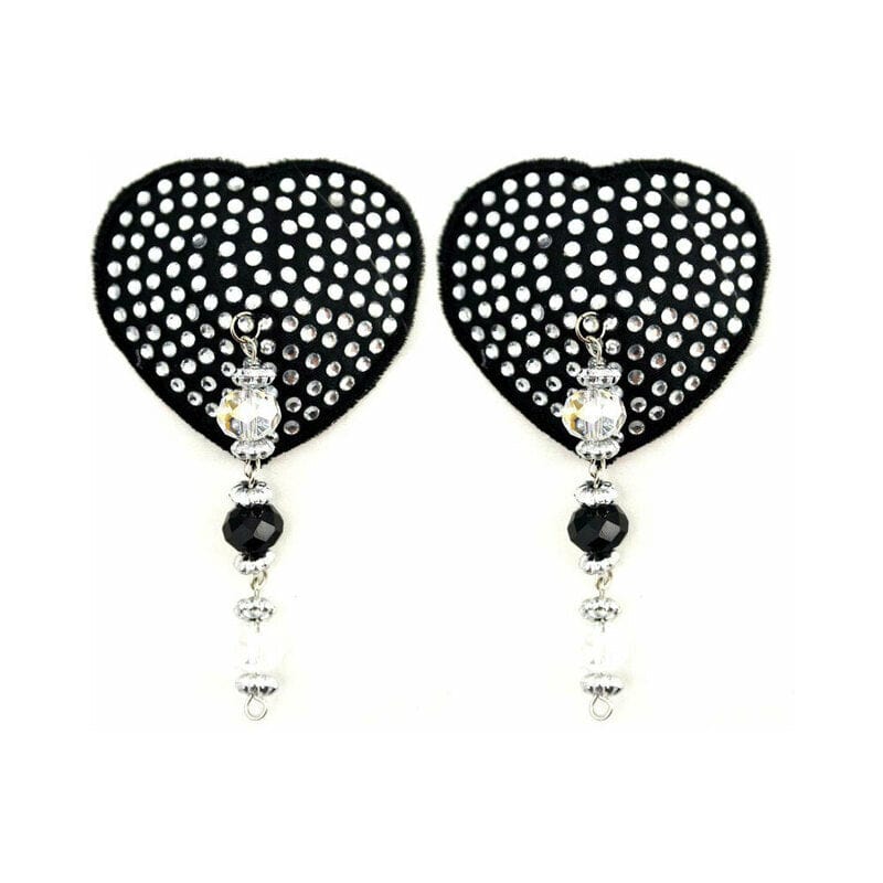 NIPPLE CLAMPS AND TWEEZERS Bijoux de Nip Black Heart Pasties Beads