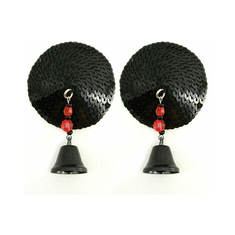 NIPPLE CLAMPS AND TWEEZERS Bijoux de Nip Black Round Pasties Bells