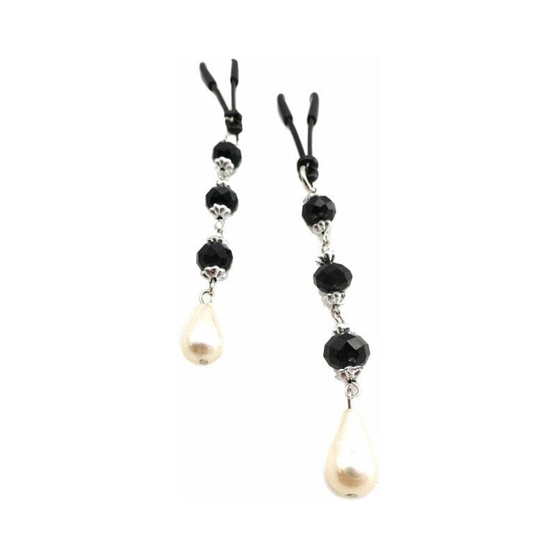 NIPPLE CLAMPS AND TWEEZERS Bijoux de Nip Pearl Black Beaded Clamps