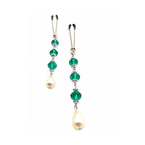 NIPPLE CLAMPS AND TWEEZERS Bijoux de Nip Pearl Turq Beaded Clamps