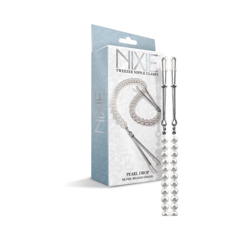 NIPPLE CLAMPS AND TWEEZERS Nixie Adjust Tweezer Clips W/Pearl Wh/Go