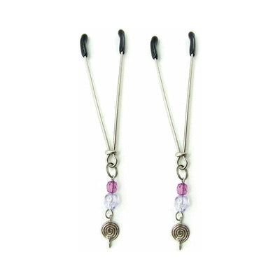 Sex Kitten Adjustable Tweezer Nipple Clamps – Purple Swirls