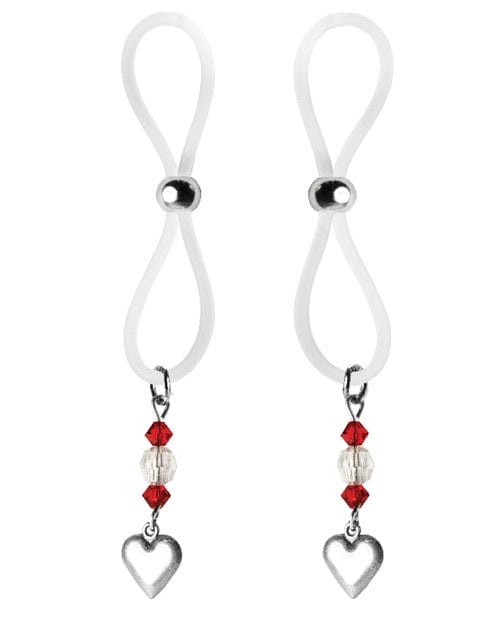Nipple Clamps & Clit Clips Bijoux de Nip Nipple Halos Heart Charm - Red/Clear