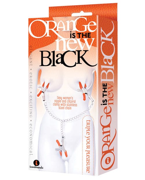 Nipple Clamps & Clit Clips The 9's Orange is the New Black Triple Your Pleasure Clamps & Chain
