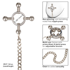 Nipple Clamps Non-Vibrating Nipple Grips 4-Point Nipple Press With Chain