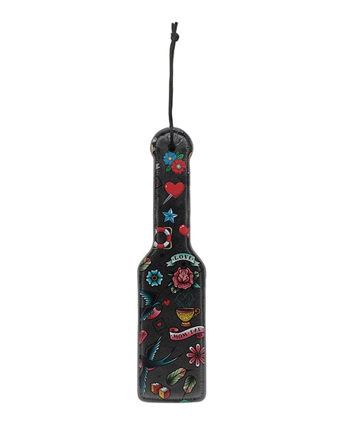 Paddles Shots Ouch Old School Tattoo Style Printed Paddle - Black