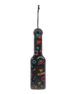 Paddles Shots Ouch Old School Tattoo Style Printed Paddle - Black