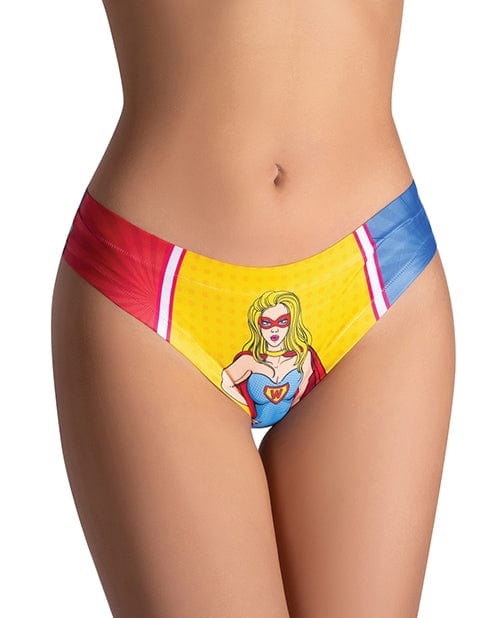 Mememe Comics Wonder Girl multi-color printed thong XL