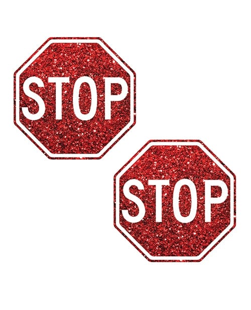 Pasties Neva Nude Stop Sign Glitter Pasties - Red O/S