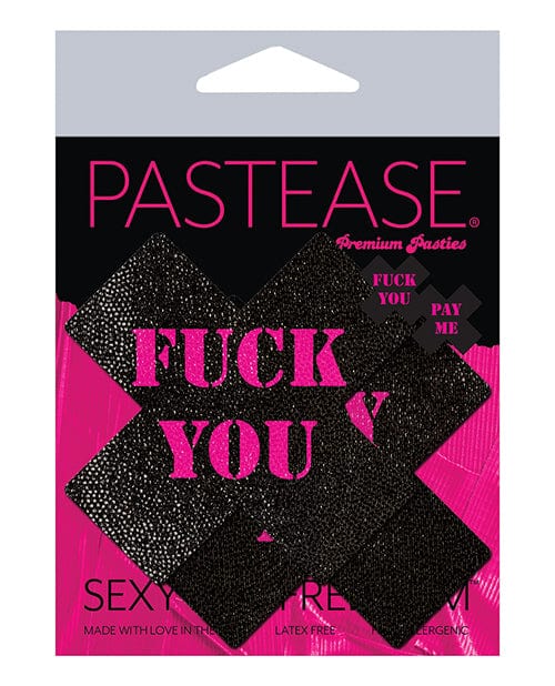 Pasties Pastease Premium Fuck You Pay Me Cross - Black/Pink O/S