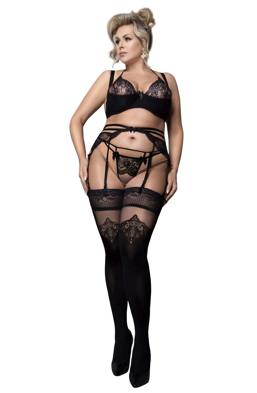 Plus Sizes Ballerina 600 Black Hold Ups Plus
