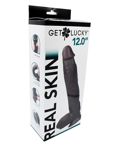 Realistic Get Lucky 12" Real Skin Series - Dark Brown