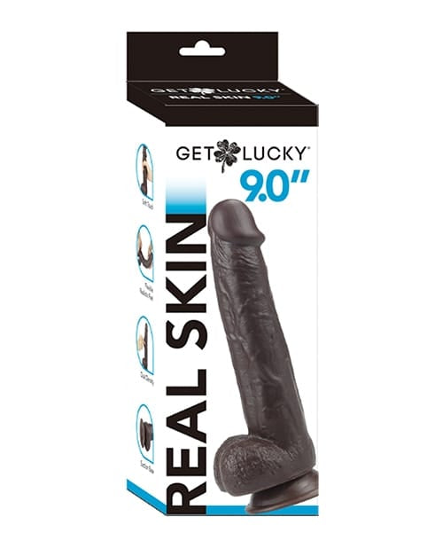 Realistic Get Lucky 9.0" Real Skin Series - Dark Brown