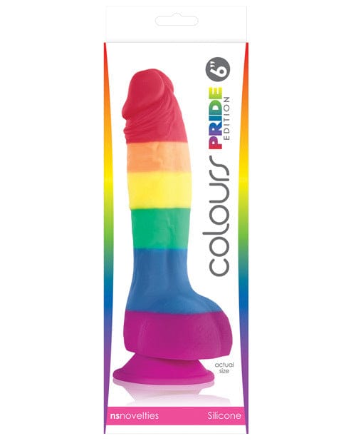 Realistics Colours Pride Edition 6" Platinum Silicone Suction-Cup Dildo - Rainbow
