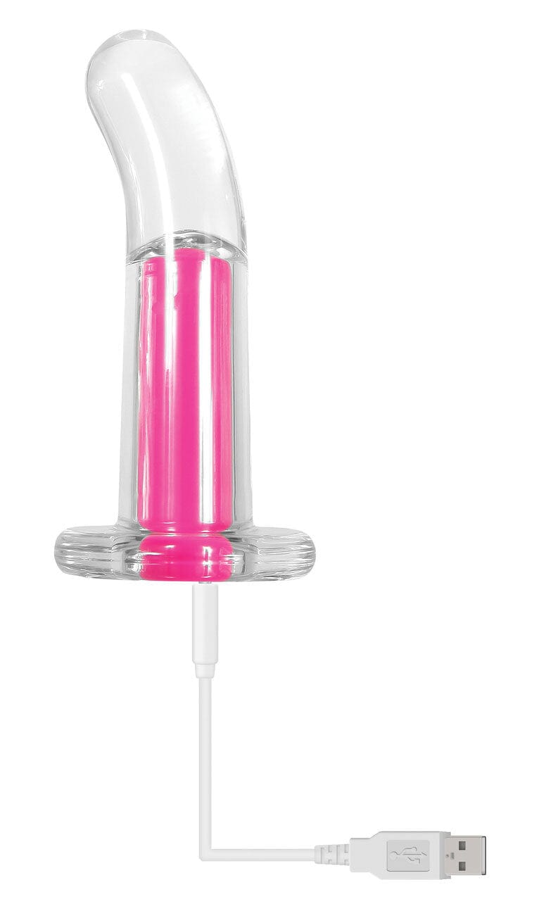 Rechargable Crystal Clear Curved Remote Vibrator - Pink