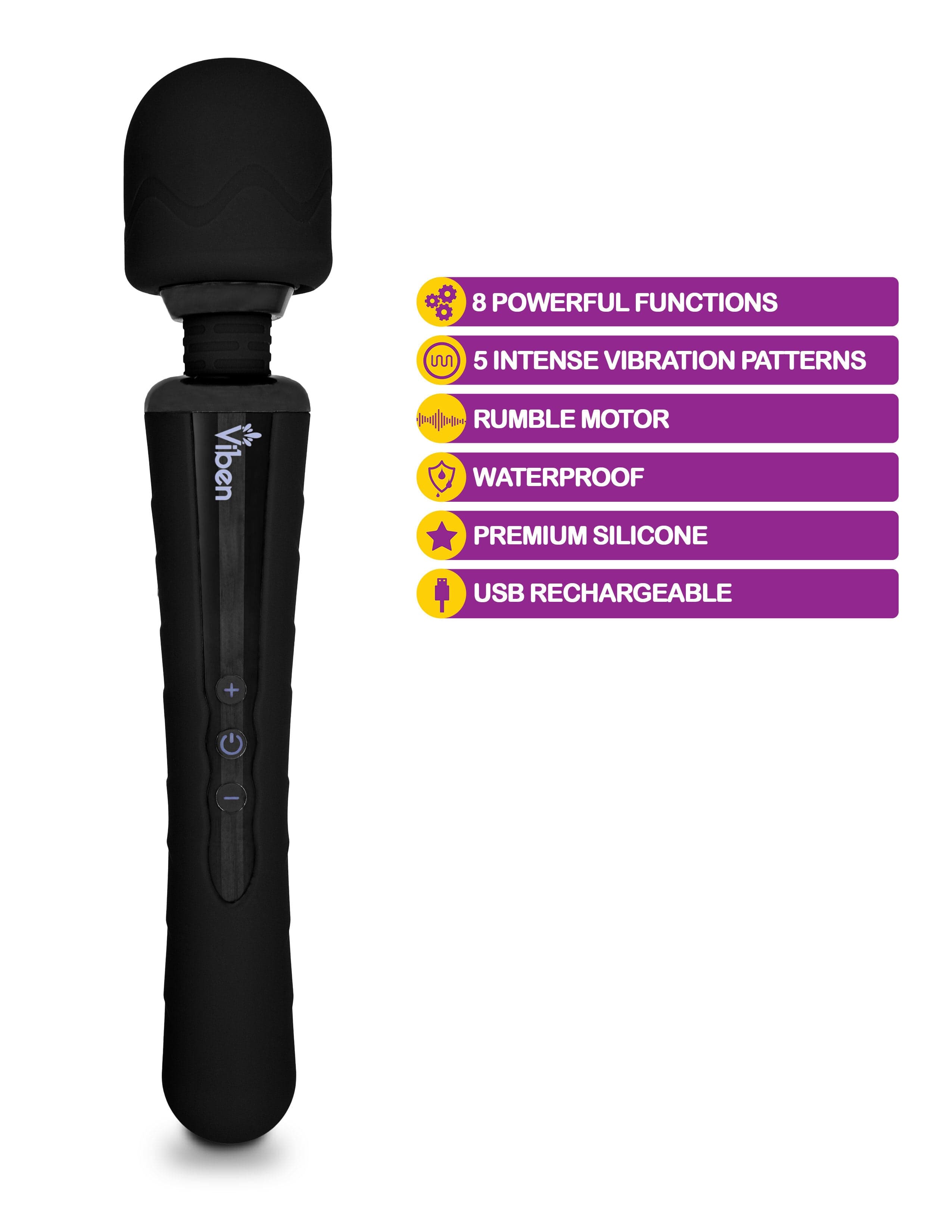 Rechargable Viben Obsession Rechargeable Wand Massager - Black