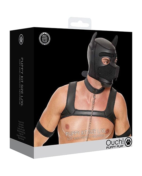 Restraint Kits Shots Ouch Puppy Play Complete 8-Piece Kit – L/XL Black
