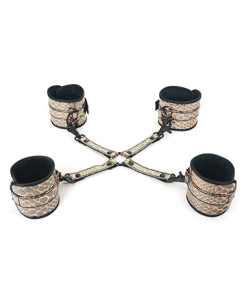 Restraint Kits Spartacus Faux Leather Wrist & Ankle Restraints w/Hog Tie - Gold