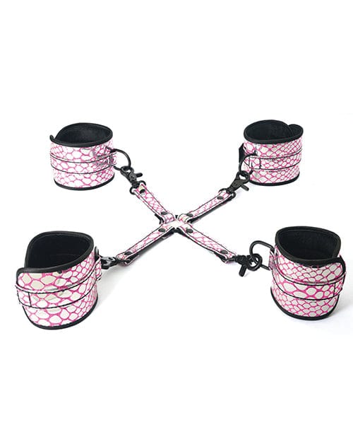 Restraint Kits Spartacus Faux Leather Wrist & Ankle Restraints w/Hog Tie - Pink