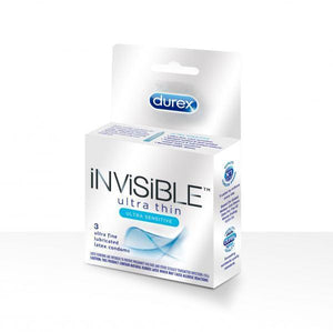 Sexual Wellness R91276 Durex Invisible Ultra Thin Latex Condoms 3 Pack