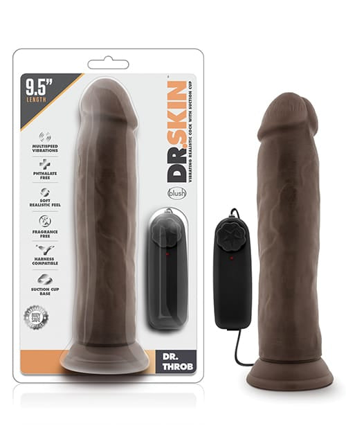 Suction Cup Blush Dr. Skin Dr. Throb 9.5" Cock w/Suction Cup - Chocolate