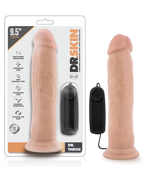 Suction Cup Blush Dr. Skin Dr. Throb 9.5" Cock w/Suction Cup - Vanilla