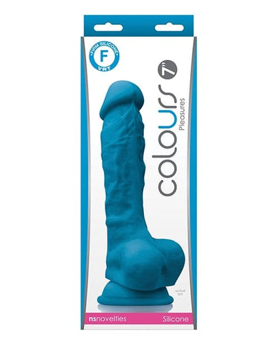Suction Cup Colours Pleasures 7" Dong w/Balls & Suction Cup - Blue
