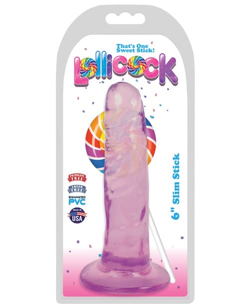 Suction Cup Curve Toys Lollicock 6" Slim Stick - Grape Ice