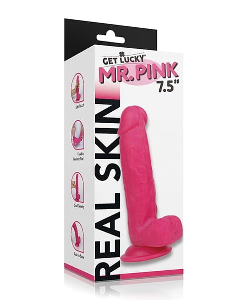 Suction Cup Get Lucky Mr. Pink 7.5" Dual Layer Dong