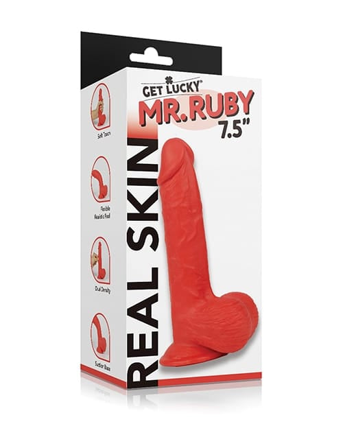 Suction Cup Get Lucky Mr. Ruby 7.5" Dual Layer Dong