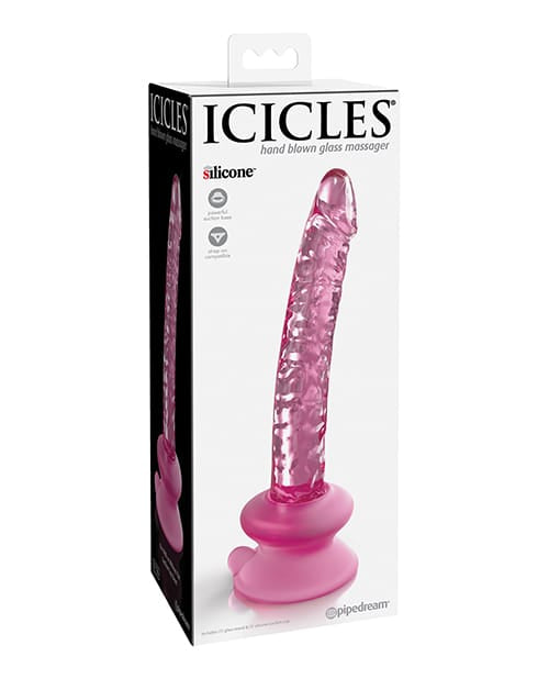 Suction Cup Icicles No. 86 Hand Blown Glass Massager w/Suction Cup - Pink