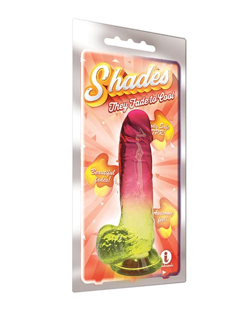 Suction Cup Shades Jelly TPR Gradient Dong Large - Pink/Yellow