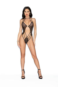 Teddies Jeweled Front Back Teddy - One Size - Black
