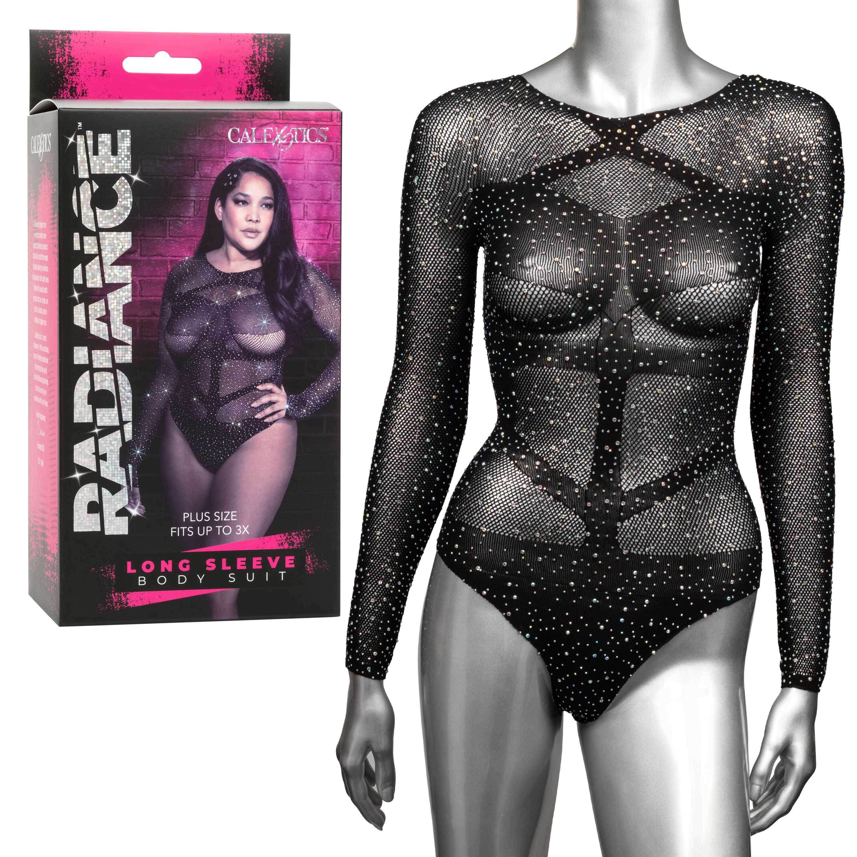 Teddies Radiance Plus Size Rhinestone Bodysuit – Black, Queen