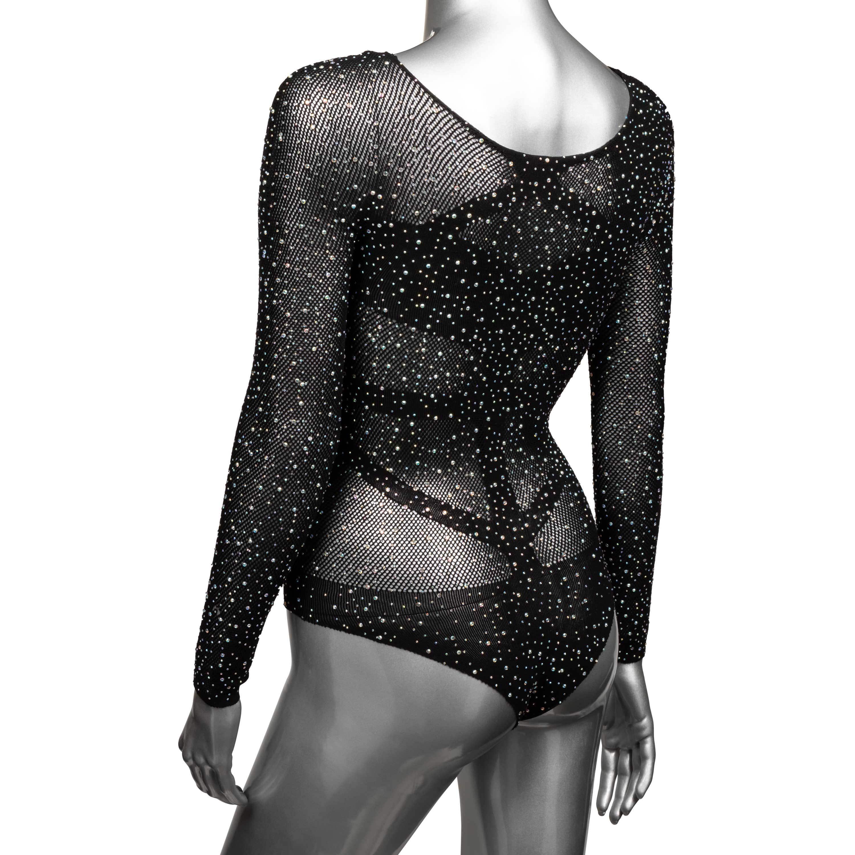 Teddies Radiance Plus Size Rhinestone Bodysuit – Black, Queen