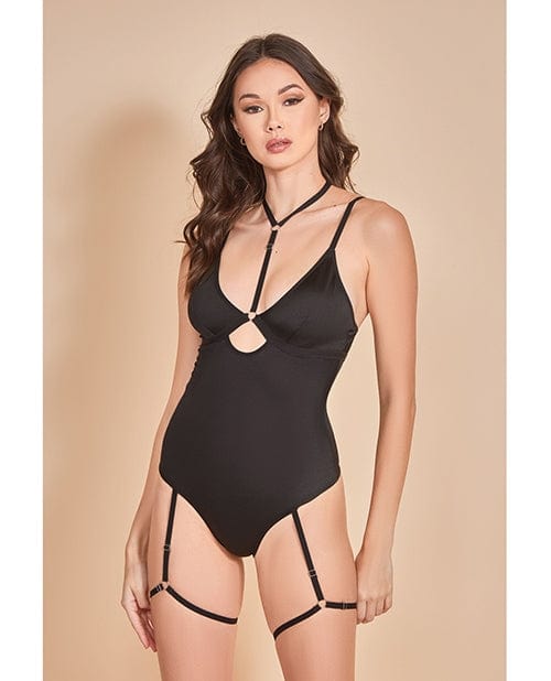 Teddies Strapped Up Garter Teddy w/Choker Black SM