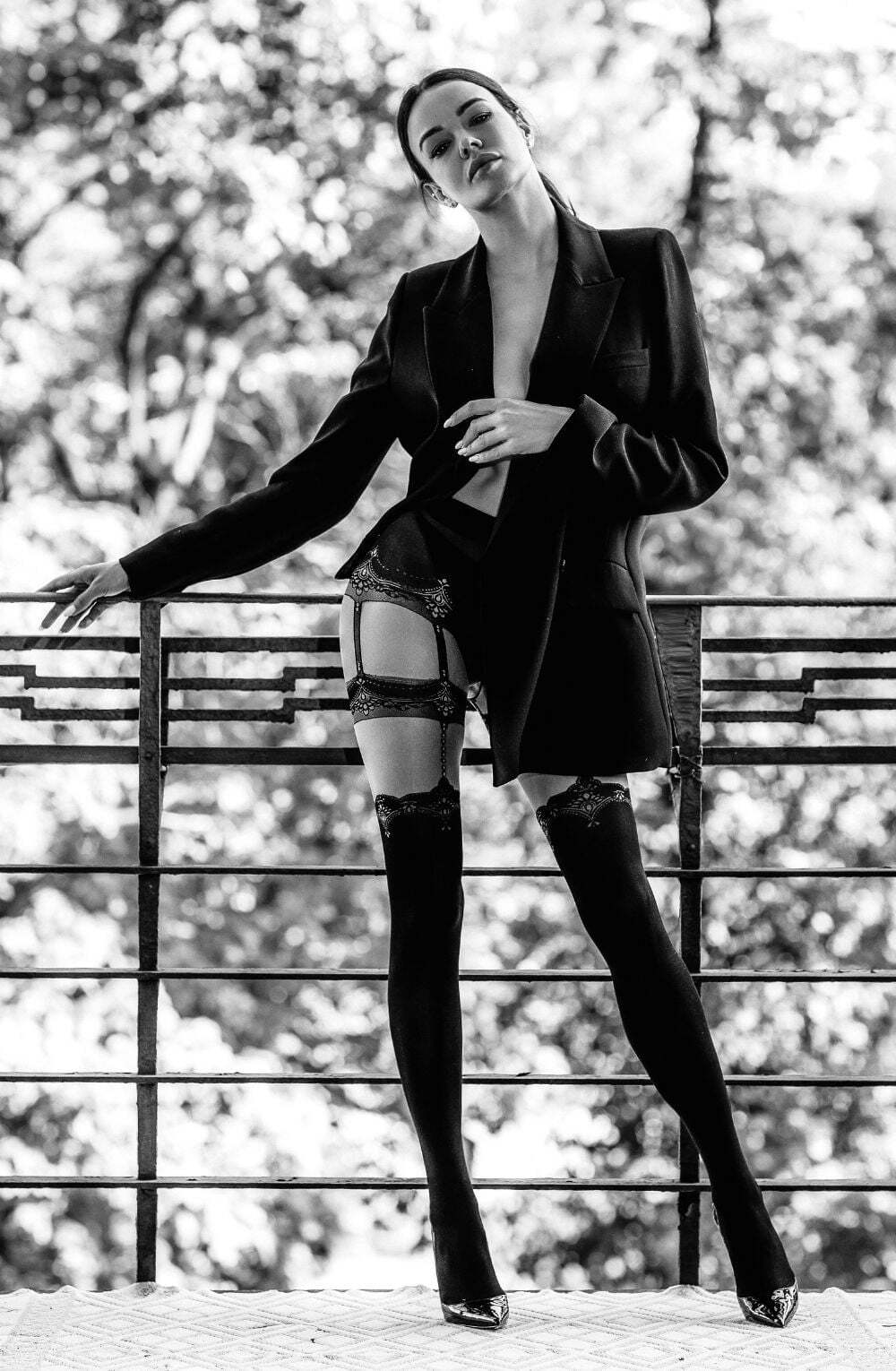 Tights Black Secret BS102 Crotchless Tights