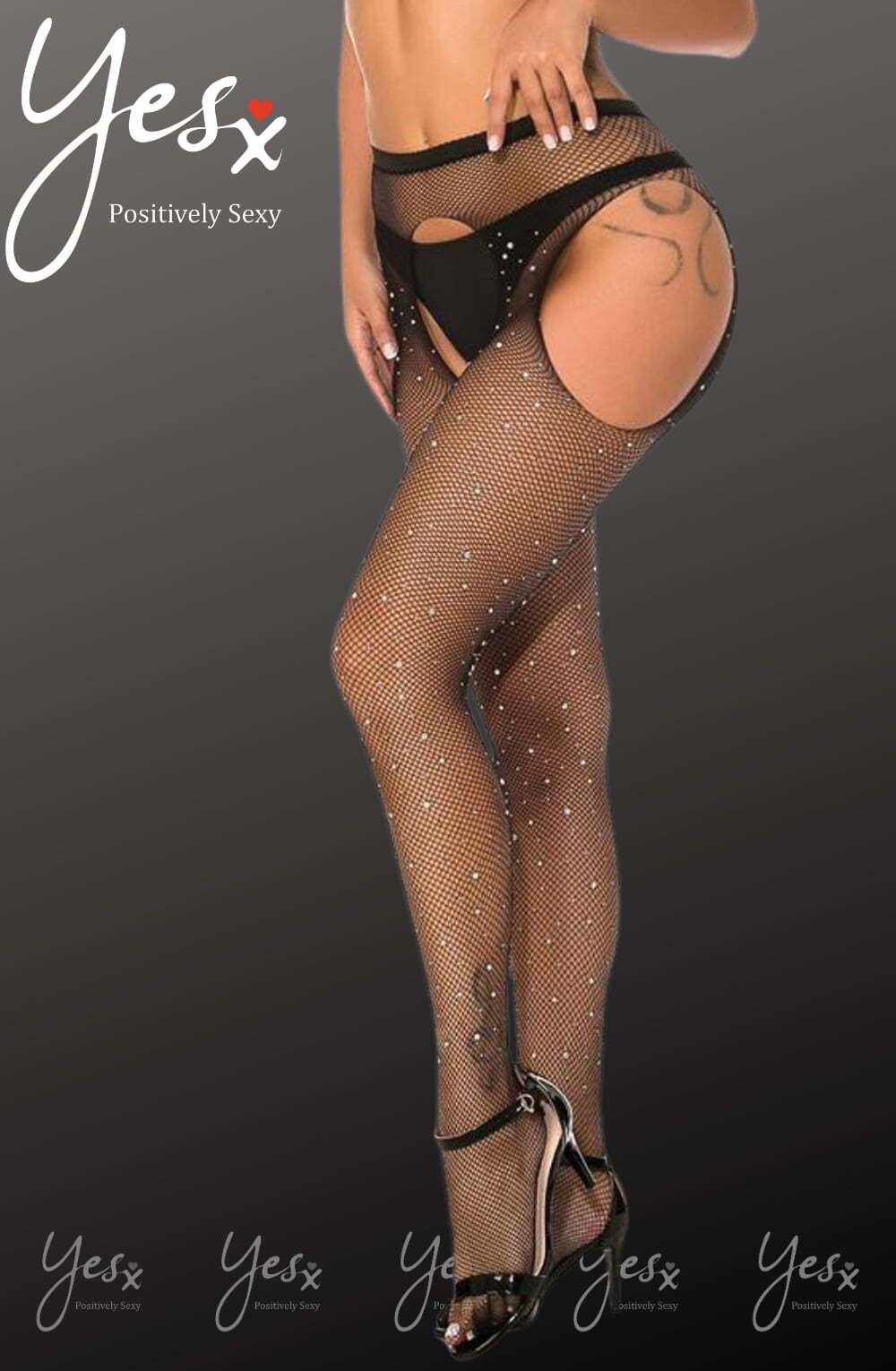 Tights BLACK / XS/M YesX YX850 Sparkly Fishnet Black