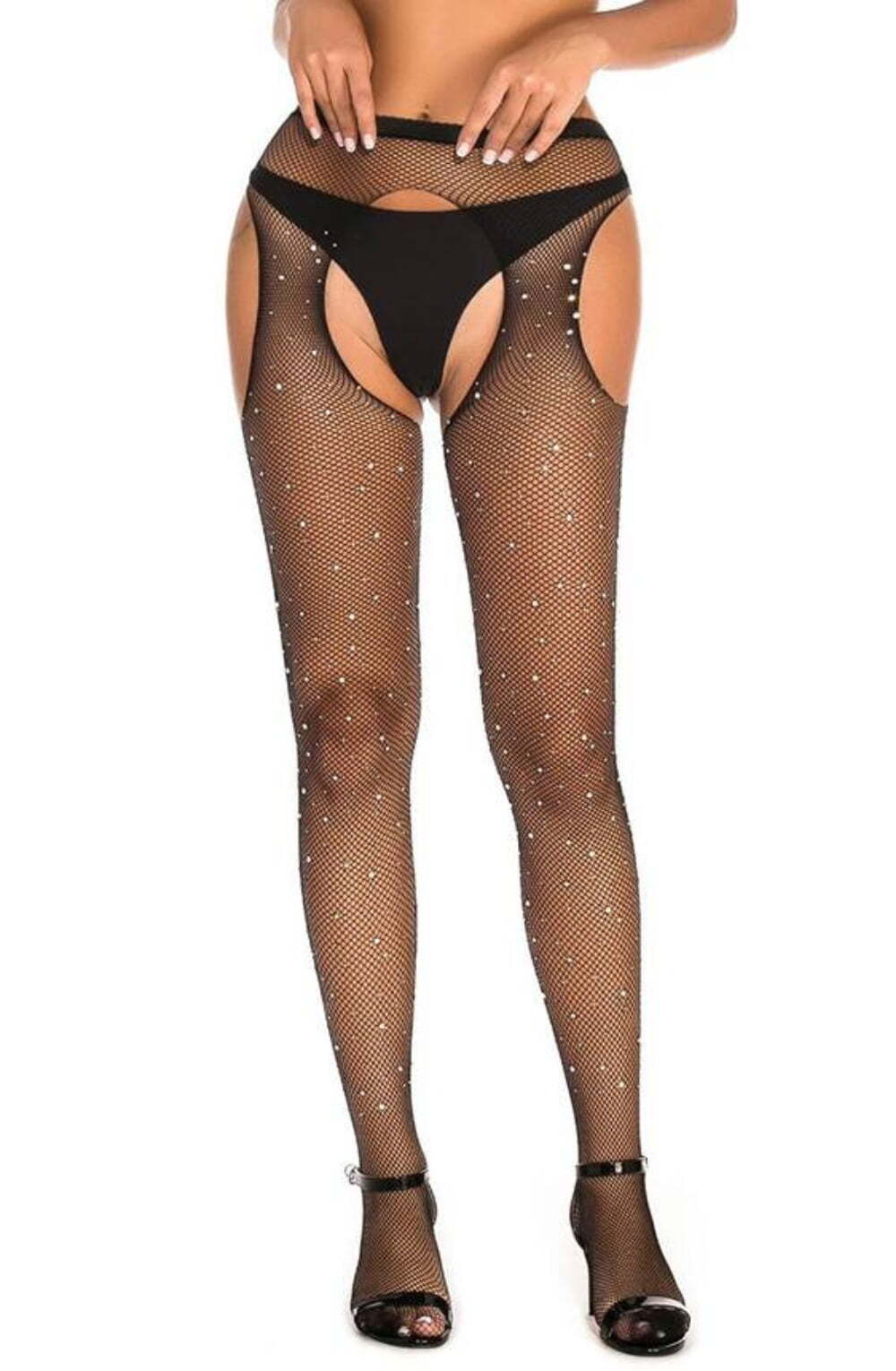 Tights BLACK / XS/M YesX YX850 Sparkly Fishnet Black