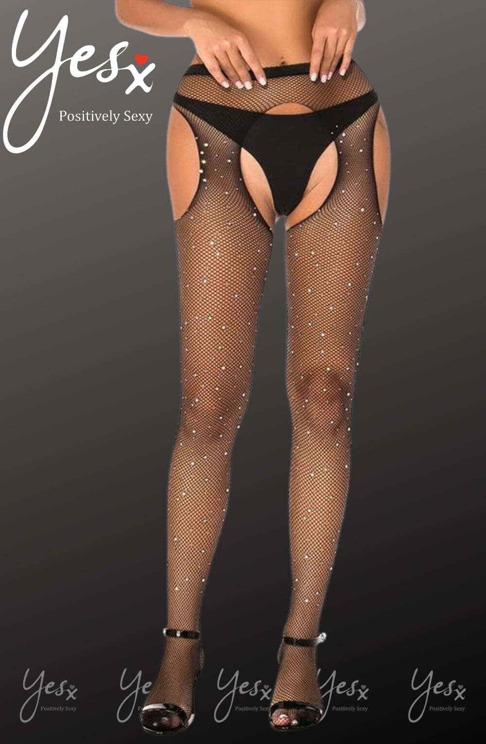 Tights BLACK / XS/M YesX YX850 Sparkly Fishnet Black
