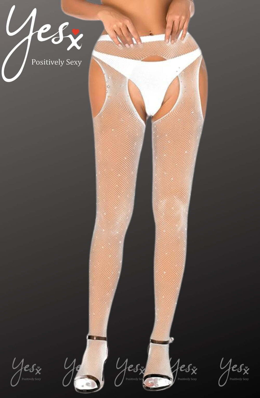 Tights WHITE / XS/M YesX YX851 Sparkly Fishnet White