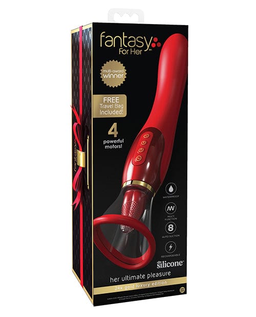 Tongue Toys Fantasy for Her Ultimate Pleasure 24K Gold Seasonal Luxury Edition w/Travel Bag Luxury Box - Red