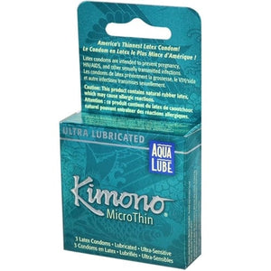 Ultra Thin Condoms Kimono Microthin Plus Aqua Lube - 3 Pack