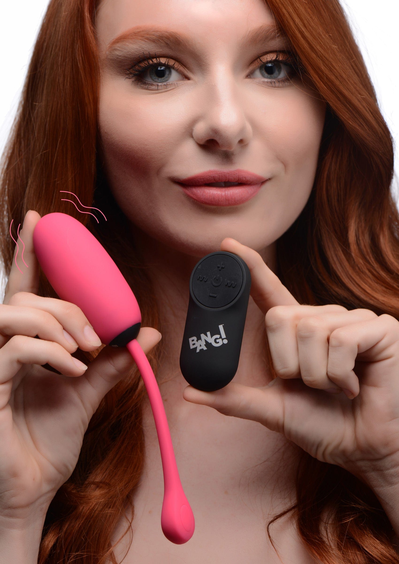VIBRATING BULLETS & EGGS Bang! Remote Control 28X Silicone Plush Egg - Pink