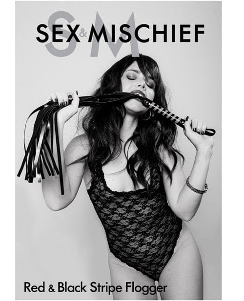 Whips Sex & Mischief Stripe Flogger - Black/Red