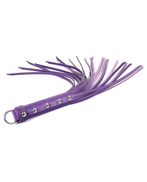Whips Spartacus Leather Strap Whip – Purple 20-Inch Flogger with Studded Handle