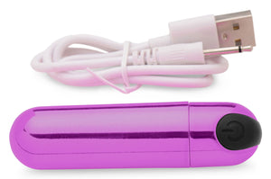 Wireless 10x Rechargeable Vibrating Metallic Bullet - Purple