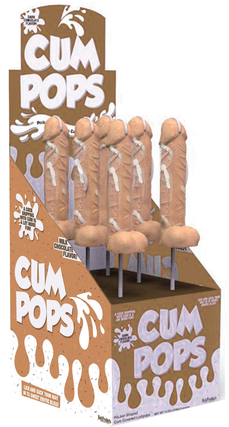 X-Rated Candy Cum Cock Pops - Milk Chocolate - 6 Piece P.O.P. Display