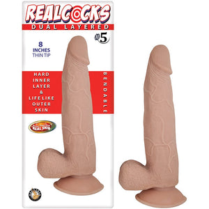 DILDOS & DONGS Realcocks Dual Layered #5 8in Thin Flesh