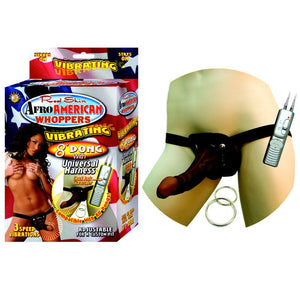 Dongs - Strap-on & Strapless Afro Amer Whopper 8in Vib Dong & Harness